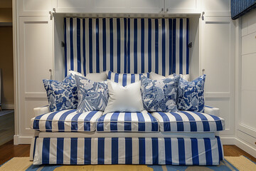 Striped Comfort: Blue & White Couch Cover
Versatile Wallbed for Stylish Living
UK & Irish Homes Adorned with Cozy Elegance
 Functional Design