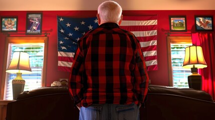 Obraz premium Memorial Day And God Volunteer At A Veterans' Home Or Hospital, Offering Companionship And Support To Those Who Served., Background