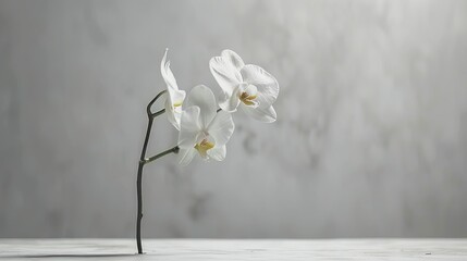 a light grey wall adorned with understated flower decor, exuding a clean and minimalist aesthetic.