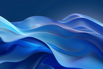 Dark blue tissue develops against blue background. The elegant shape of the fabric creates wave effect.