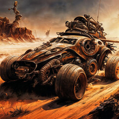 Futuristic car in the desert