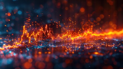 Intense close-up of a digital heart rate monitor. Its lines and waves form an abstract pattern that represents the rhythm of life.