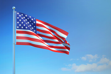Obraz premium American flag on soft blue, standing in tribute those who served.