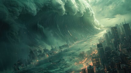 The tsunami devastated a metropolis with many people in it.