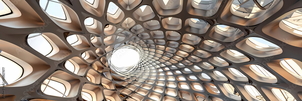 Poster abstract patterns in architectural marvels a large building with multiple windows, including a glass