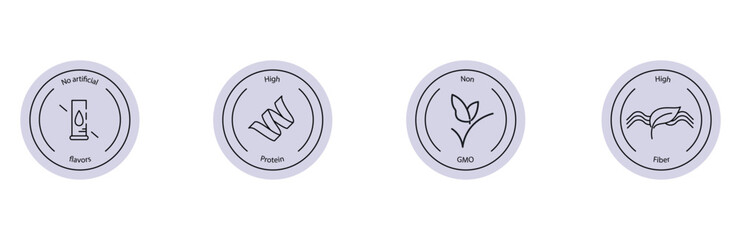 Vector Icons for High Protein and High Fiber Dietary Labels
