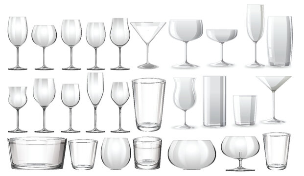 Vector illustration of diverse types of glassware