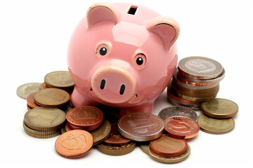 Growing Wealth Piggy Bank and Coins
 Financial Focus
Symbol of Savings and Prosperity
Investing in a Brighter Future