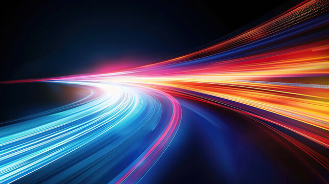 Abstract speed light background, presenting a futuristic concept with dynamic streaks of light that evoke a sense of motion and innovation