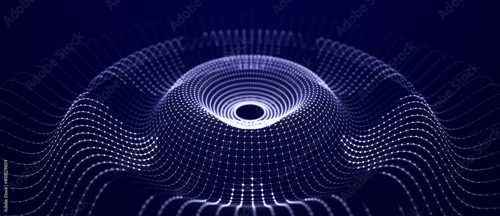 Fototapete Network or connection. Abstract digital wave of points and lines. Glowing plexus. Big data. Abstract technology science background. 3d rendering