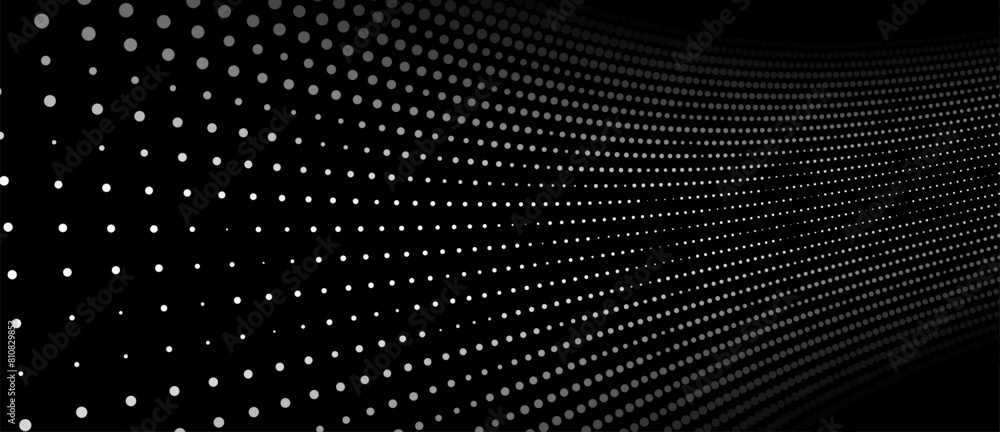 Aufkleber Abstract background of points. White wave. Cyber particles. Big data stream. Vector illustration