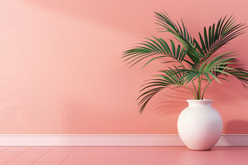Coral Oasis Empty Room with Palm Accents
Virtual Tranquility Coral Wall Palm Vase 3D Render
Tropical Serenity Coral Background with Palm Vase
Empty Space Elegance Coral Wall with Palm Déco