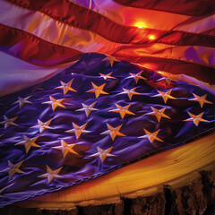 Radiant Tribute USA flag with sunset colors.