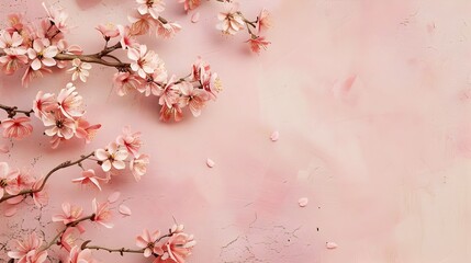 Tranquil Asian American Cherry Blossom Branch as a Peaceful Background Template for Text Design - obrazy, fototapety, plakaty
