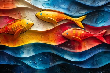 abstract background in colors and patterns for National Fish & Chip Day - obrazy, fototapety, plakaty