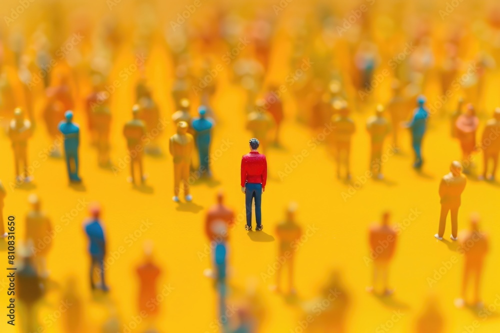 Poster a man standing out in a crowd, suitable for business concepts