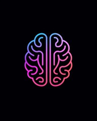 Smart brain outline logo vector design Conscious logo concept, brainstorm, power thinking, mindfulness, consciousness logo icon, Photo studio lighting, 64k