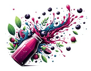Illustration of Acai Berry juice - obrazy, fototapety, plakaty