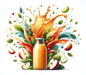 Illustration of Apple juice - obrazy, fototapety, plakaty