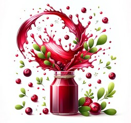 Illustration of Cranberry juice - obrazy, fototapety, plakaty