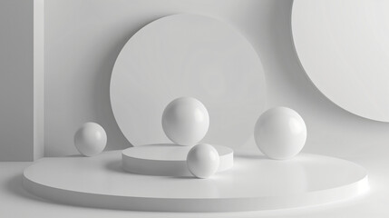 3D Rendering abstract minimal white showcase mockup 