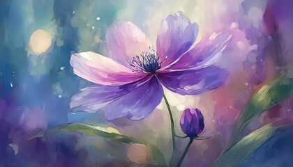 an image of a singular, delicate flower with a dreamy and ethereal aesthetic. The flower