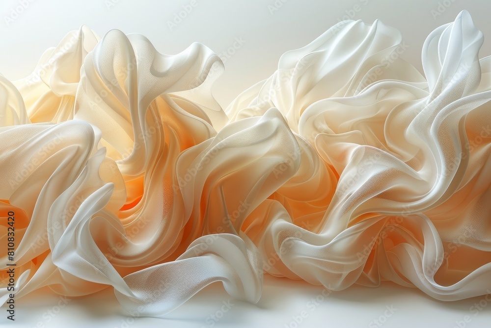 Poster a beautiful and delicate image showcasing the gentle folds and soft texture of flowing fabric in pas