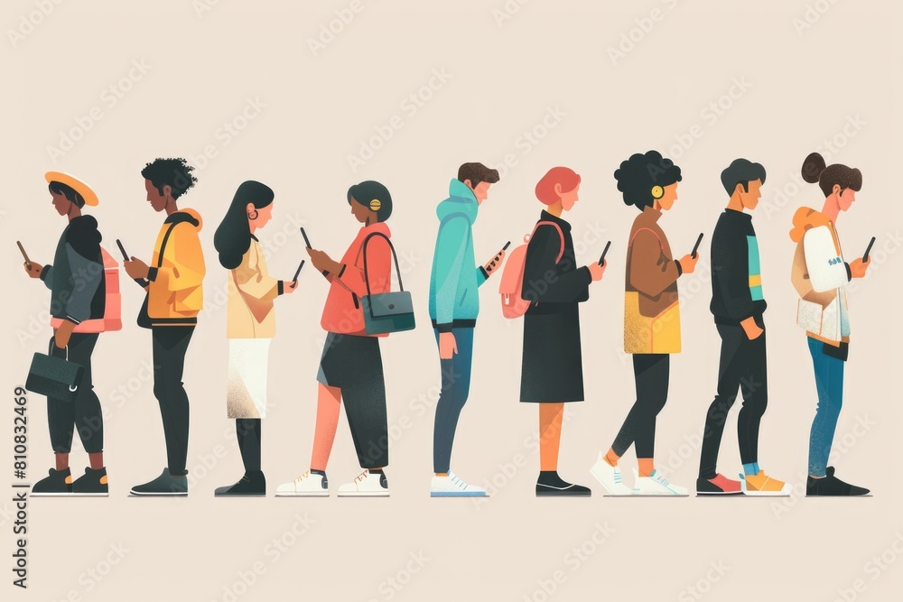 Poster a diverse group of people standing in unity. ideal for teamwork concepts