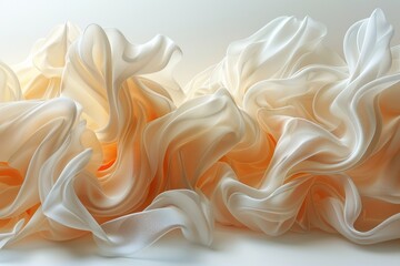 A beautiful and delicate image showcasing the gentle folds and soft texture of flowing fabric in pastel tones, perfect for backgrounds