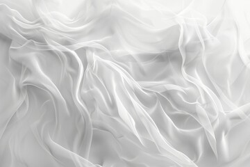 Abstract white fabric with flowing folds on a white background