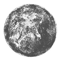 Full moon isolated. Night space. Earth, planet isolated on white background. Abstract black stamp texture round shape. Grainy circle textured design elements. Vector illustration. EPS 10.	
