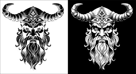 Viking Warrior Man Strong Mascot Face in Helmet