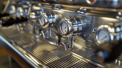 Fototapeta premium commercial-grade espresso machines with built-in grinders, depicted with lifelike precision, showcasing their premium quality and functionality.