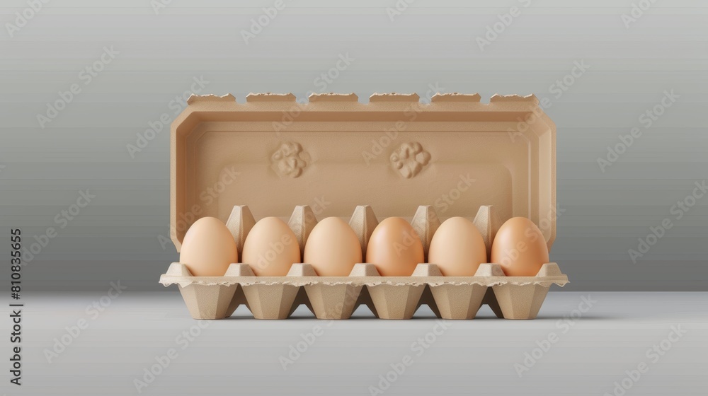 Poster mockup of egg cartons and boxes isolated on a transparent background. modern realistic mockup of ope