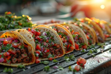 Tacos grilling on bbq