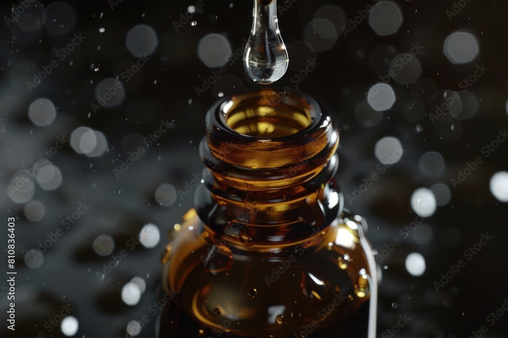 Poster Clear image of water drop falling from a bottle. Suitable for various design projects