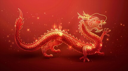Obraz premium dragon on red background