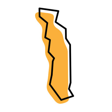 recommend clip art: Togo country simplified map. Orange silhouette with thick black sharp contour outline isolated on white background. Simple vector icon