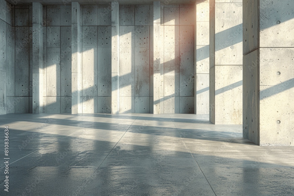 Aufkleber A simple image of an empty room with concrete walls and floor. Suitable for industrial or minimalist concepts
