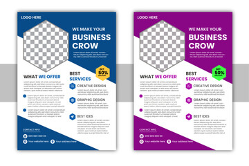 Brochure design, cover modern layout, annual report, poster, flyer in A4 with colorful triangles.Corporate business cover and back page a4 flyer design template for print.Corporate business flyer,