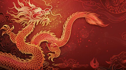 Fototapeta premium dragon on red background