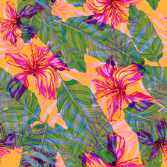 Hawaiian summer tropical seamless vimtage print 