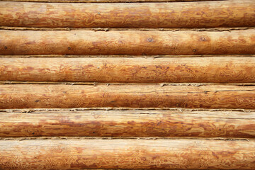 Round log wooden wall background