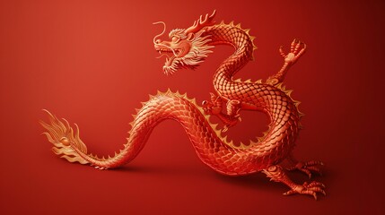 dragon on red background