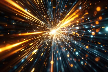 Fototapeta premium Bright star burst against a contrasting black and yellow background. Suitable for various design projects