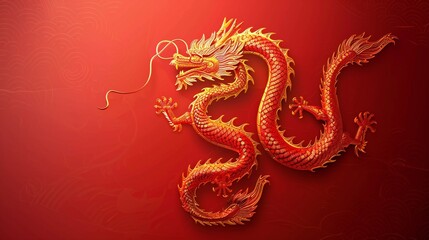 Obraz premium dragon on red background