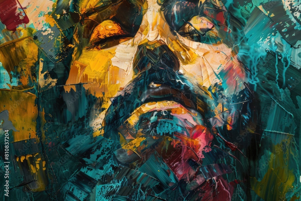 Poster A realistic painting of a man with a beard. Suitable for various design projects