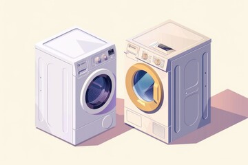 Fototapeta premium A washing machine and a dryer next to each other. Suitable for household appliance concepts