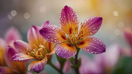 Blossoming Beauty, Macro Close-Up Shot of Vibrant Flower Forming Abstract Background