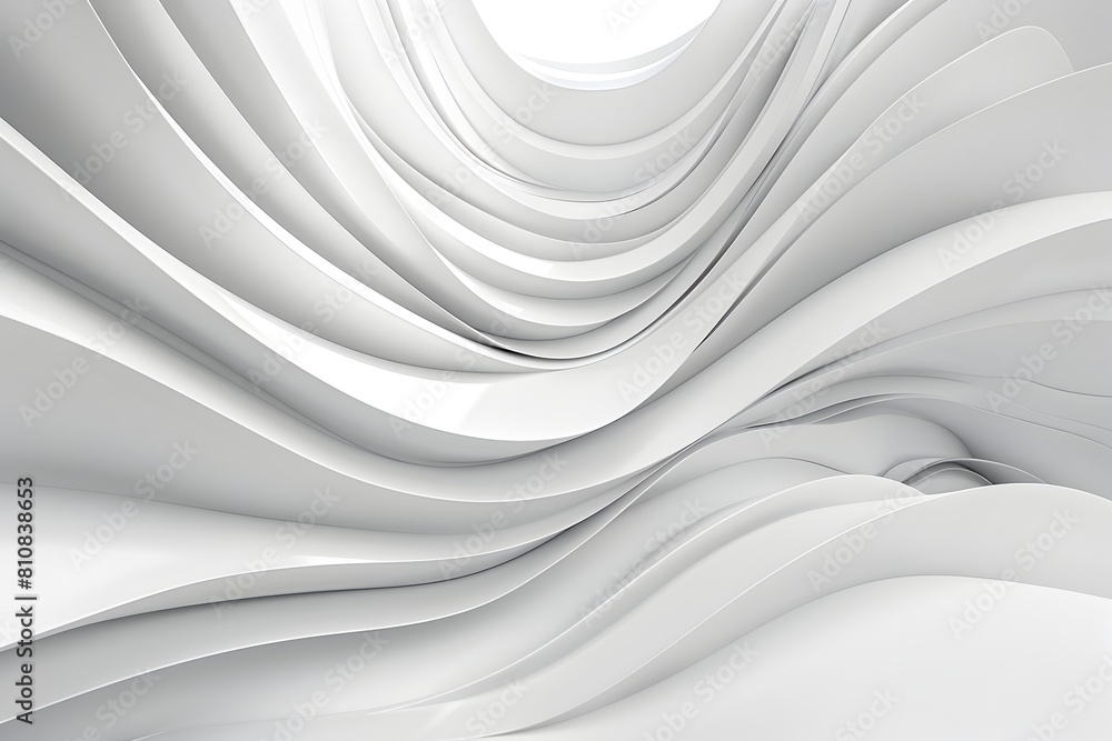 Poster 3d render of an abstract white background with curved lines, empty space for design and presentation